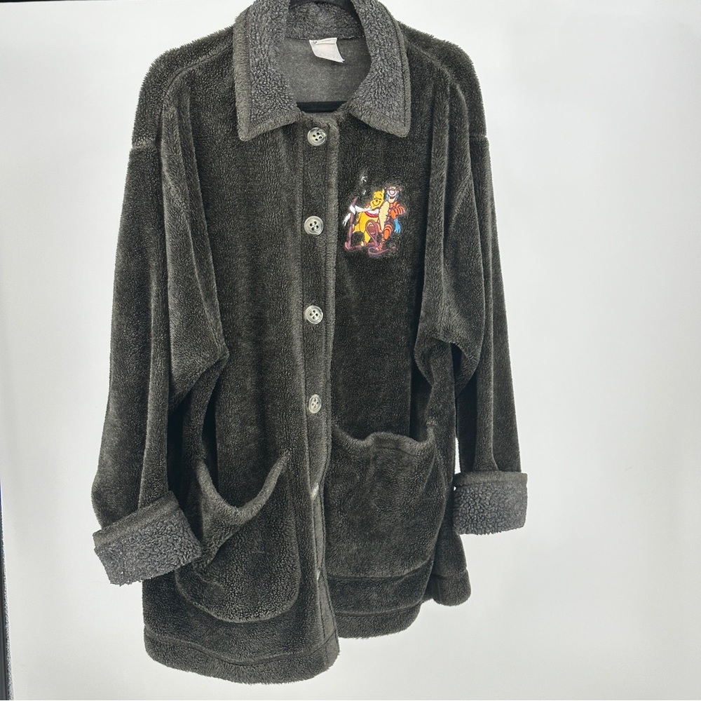 Disney Gray Fleece Jacket with Embroidered Character